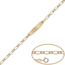 PU1140 Pulsera oro 18k de bebé nomeolvides con placa para el grabado cierre reasa reforzada