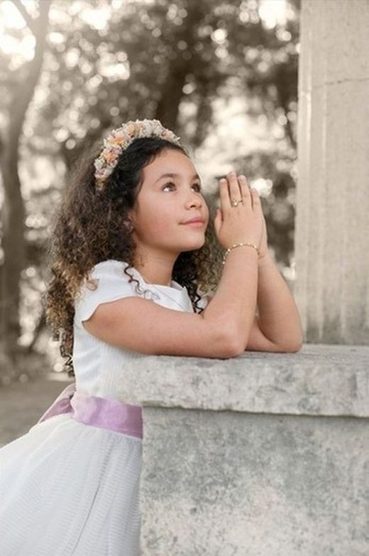 Ref,765 Pulsera niña oro 18k para bebé o comunión perlas, circonita con dos tréboles