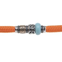 Referencia: BB049O Pulsera Plata de Palo de nylon naranja con cierre magnético y piezas de acero inoxidable