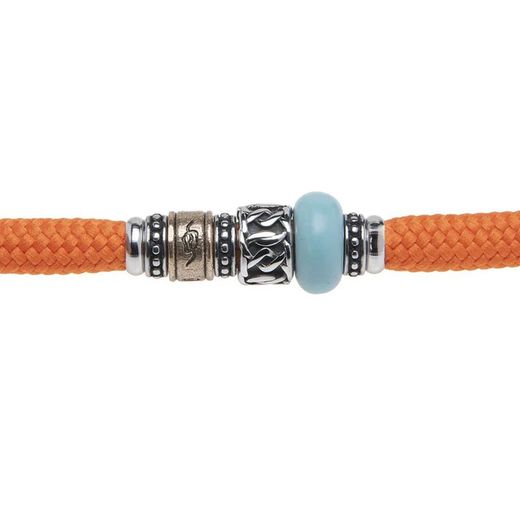 Referencia: BB049O Pulsera Plata de Palo de nylon naranja con cierre magnético y piezas de acero inoxidable
