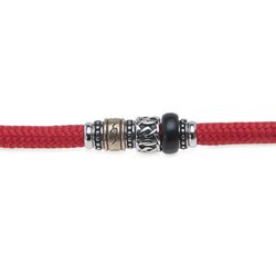 Referencia: BB049R Pulsera Plata de Palo de nylon rojo, cierre magnético y resina negra