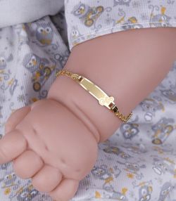 Ref,PU218 Pulsera oro de 18k bebé o primera comunión con placa para el grabado y chupete, cadena tipo ancla
