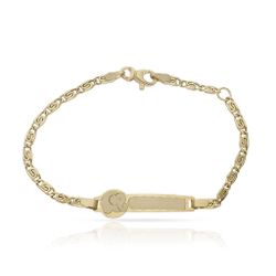 Ref,PU1261 Pulsera esclava bebé en oro 18k placa central para grabar nombre y fecha con motivo elefante divertido