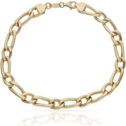 Ref,PU213 Pulsera oro de 18k de hombre semihueca modelo de eslabónes 1x1 cierre mosquetón