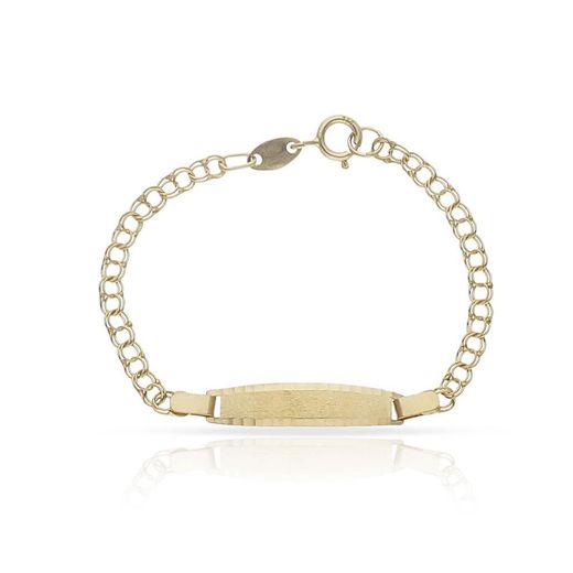 Ref,PU507 Pulsera no me olvides de Oro 18k niña o niño infantil personalizable con cadena húngara y placa