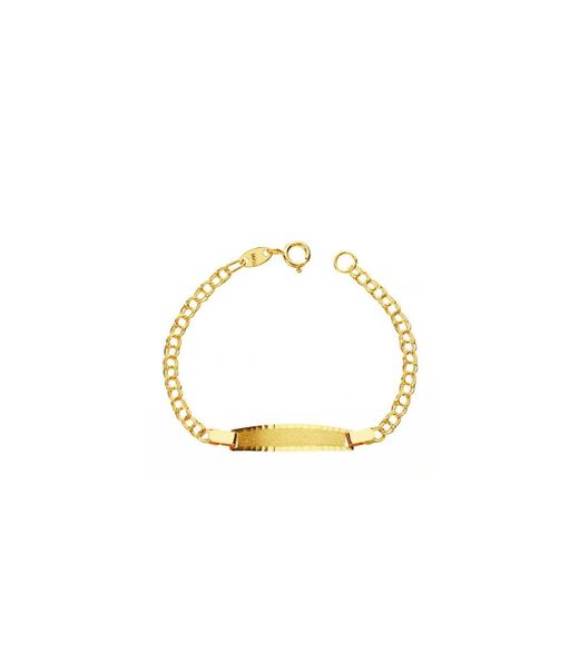 Ref,PU507 Pulsera no me olvides de Oro 18k niña o niño infantil personalizable con cadena húngara y placa