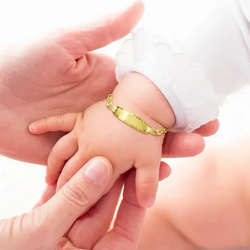 Ref,PU507 Pulsera no me olvides de Oro 18k niña o niño infantil personalizable con cadena húngara y placa
