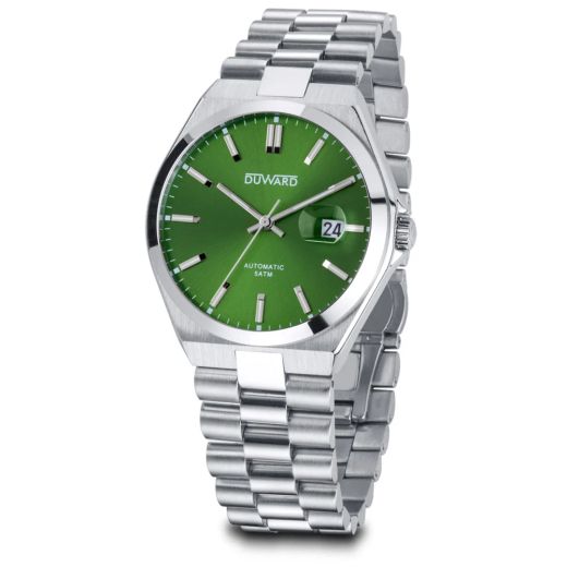 D95432.03 Reloj DUWARD automático de hombre caja y armis acero inoxidable 316L esfera verde original y moderno