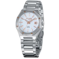 D25433.08 Reloj Duward mujer caja de acero inoxidable 316L, 10 Atm, cristal zafiro, brazalete de acero, movimiento cuarzo