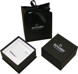 D25433.05 Reloj Duward mujer caja de acero 316L, 10 atm, cristal zafiro, brazalete de acero, movimiento analógico de cuarzo esfera azul