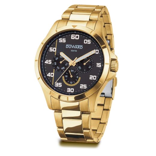 D95712.12 Reloj Duward hombre de acero 10 atm multifunción IP dorado movimiento cuarzo