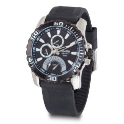 D87027.72 Reloj DUWARD de caballero Aquastar Multifuncion Acero esfera negra correa negra, semanario 24 horas y calendario