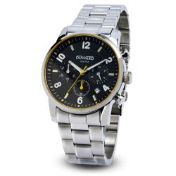 D95541.09 Reloj DUWARD de Caballero Brazalete y Caja de acero inoxidable 316L acuático 100 metros Cronógrafo esfera negra y amarilla