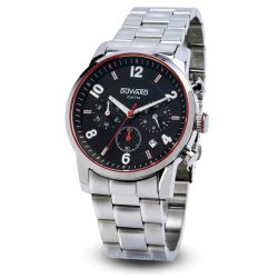 D95541.04 Reloj Duward de Caballero Brazalete y Caja de acero 316L Cronógrafo esfera negra y roja