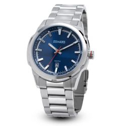 D95434.05 Reloj DUWARD de hombre brazalete y caja de acero inoxidable 316L esfera azul con calendario sumergible 100 metros (10atm)
