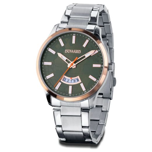 D95437.83 Reloj DUWARD de caballero caja acero 316L bisel dorado brazalete acero inoxidable