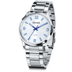 D95307.01 Reloj DUWARD hombre de acero inoxidable 316L esfera blanca índices azules