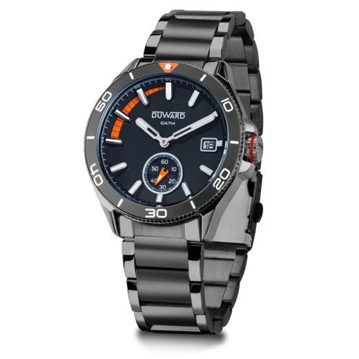 D95435.28 Reloj Duward de hombre acero IP negro esfera negra y naranja 100 metros (10ATM)
