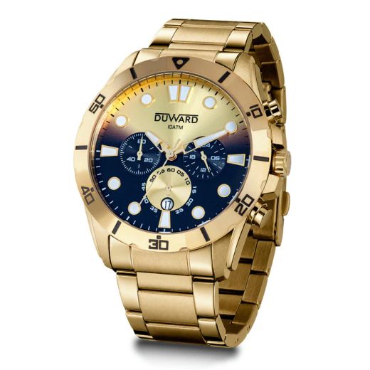 D95534.10 Reloj DUWARD de hombre acero IP Dorado con esfera degradada dorada y negra 10 ATM