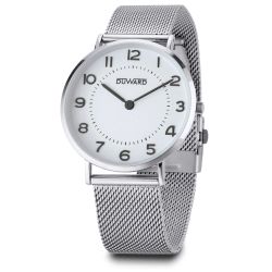 D95115.00 Reloj Duward de hombre con caja extraplana acero esfera blanca malla milanesa