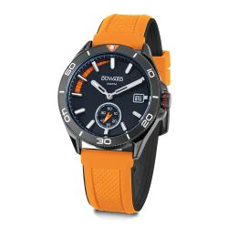 D85435.28 Reloj Duward de hombre correa naranja y negra esfera negra con segundero y calendario