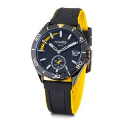 D85435.29 Reloj DUWARD de hombre correa negra y amarilla esfera negra sumergible 100 metros (10ATM)