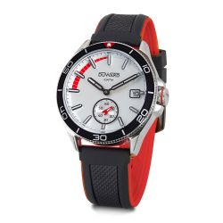 D85435.04 Reloj DUWARD de hombre correa negra y roja esfera blanca y roja sumergible 100 metros