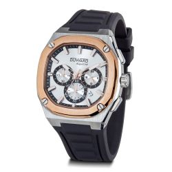 D95536.C26 Reloj de Hombre deportivo DUWARD colección Aquastar acero bisel IP rosado esfera blanca 10 Atm correa de silicona
