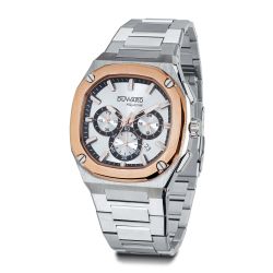 D95536.26 Reloj de Hombre deportivo DUWARD Aquastar bisel acero IP rosado esfera blanca 10 Atm cristal zafiro
