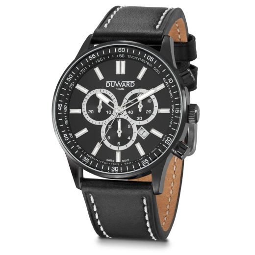 D85534.05 Reloj de hombre DUWARD Aquastar caja de acero cronografo con movimiento suizo 10 atm esfera azul