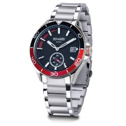D95435.24 Reloj DUWARD de hombre acero 316L esfera negra y roja calendario 10ATM