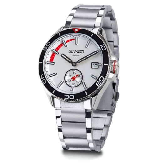 D95435.04 Reloj Duward de hombre acero inoxidable 316L esfera blanca y roja