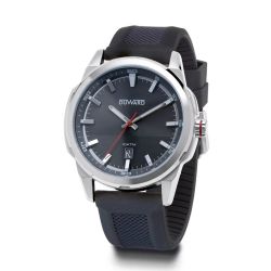 D85434.06 Reloj Duward de hombre correa y caja de acero 316L 3 agujas esfera gris calendario acuático 100 metros (10 Atm)