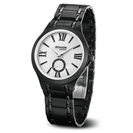 D95600.51 Reloj Duward Diplomatic de Hombre elegante caja acero IP negra esfera blanca