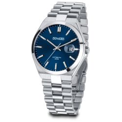 D95432.05 Reloj Duward hombre de acero con cristal mineral acabado zafiro 5 atm y con movimiento automático esfera azul muy elegante