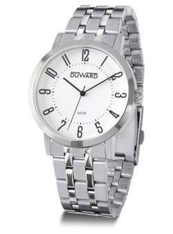 Reloj Duward hombre modelo ELEGANCE Sik Ref. D95342.01 acero inoxidable 316L cierre desplegable, cristal mineral sólido, esfera blanca elegante y atrayente