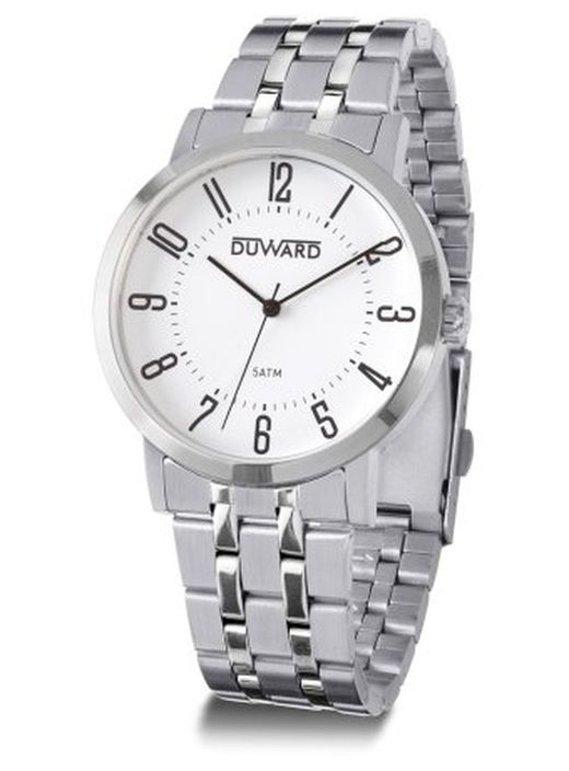 Reloj Duward hombre modelo ELEGANCE Sik Ref. D95342.01 acero inoxidable 316L cierre desplegable, cristal mineral sólido, esfera blanca elegante y atrayente
