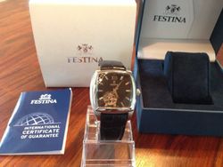 Reloj Festina de hombre F6753/2 automático caja de acero 316L inoxidable correa de piel elegante