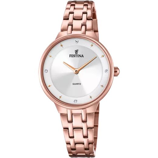 Reloj Festina mujer F20602/1 esfera gris plata correa de acero 316L color IP rosa