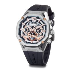 D95537.C06 Reloj Hombre deportivo DUWARD Aquastar caja acero inoxidable esfera rosada 10 Atm correa de silicona cronógrafo