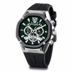 D95537.C03 Reloj Hombre deportivo DUWARD Aquastar bisel acero IP negro esfera verde, acuático 10 Atm correa de silicona