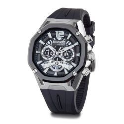 D95537.C02 Reloj Hombre deportivo DUWARD Aquastar acero IP correa negra de silicona sumergible 100 metros (10 Atm) cronógrafo