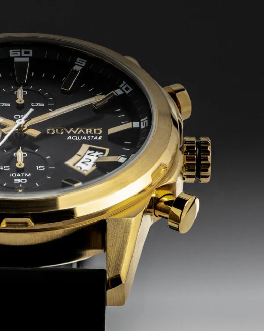 D85542.12 Reloj Hombre DUWARD Aquastar caja de acero dorada sumergible 10 atm