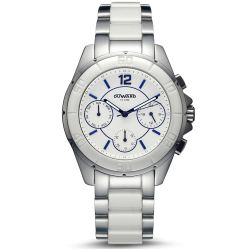 D97022.15 Reloj Duward Hombre Elegante Multifunción caja acero inoxidable, pulsera de cerámica y acero esfera blanca