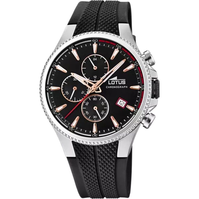 Reloj LOTUS 18621/3 Chrono hombre correa de caucho negro — Joyeria