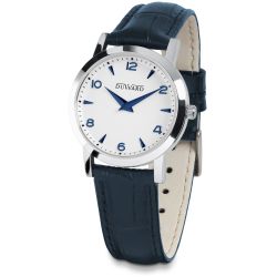 D15102.05 Reloj Duward mujer vintage elegante caja de acero 316L, 5 atm y correa de piel azul