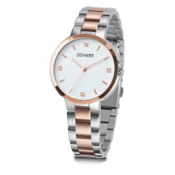 D25353.41 Reloj Duward Mujer desenfado caja acero IP 316L índices rosados esfera blanca