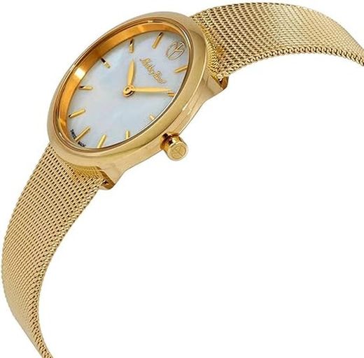 Reloj TISSOT mujer chapado en oro PVD amarillo colección Milly Ref D403PYI cristal recubierto de zafiro, esfera madreperla pulsera malla milanesa