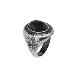 RM10C Anillo Plata de Palo de plata con piedra ónix natural ovalada