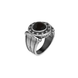 RM11 Anillo unisex Plata de Palo atractivo en plata y piedra ónix